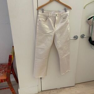Loft White Straight Crop Jeans